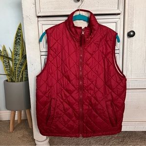Head Quilted Red & Sherpa Cream Reversible Puffer Style Vest Medium